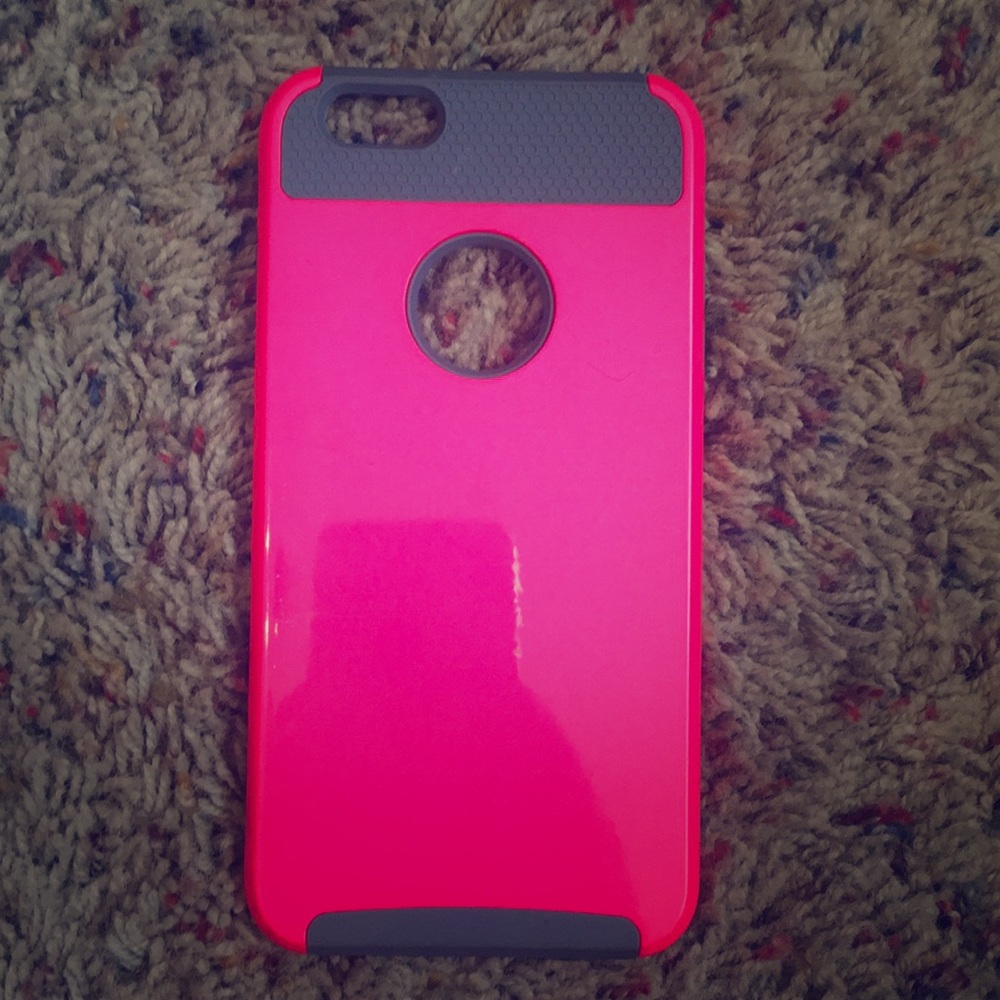 Neon Pink and Gray IPhone 6s Plus case